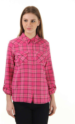 Vero Moda Women's Checkered Casual Pink Shirt, Raspberry rose