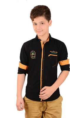 

Anry Boys Solid Casual Black Shirt