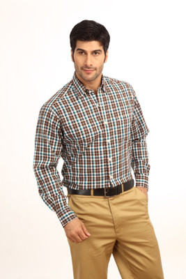 

ColorPlus Men's Checkered Casual Brown Shirt