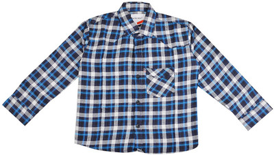 

Little Man Boy's Checkered Casual Multicolor Shirt, Blue