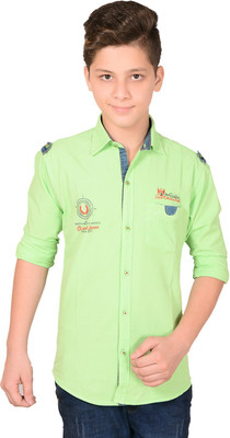

Anry Boys Solid Casual Green Shirt
