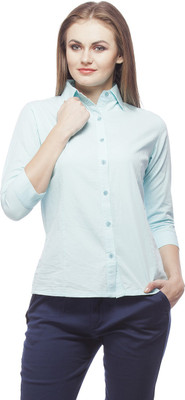

Peptrends Women Solid Formal Light Blue Shirt