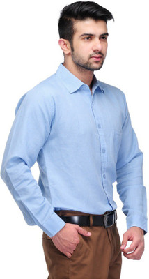 Akaas Men Solid Formal Blue Shirt