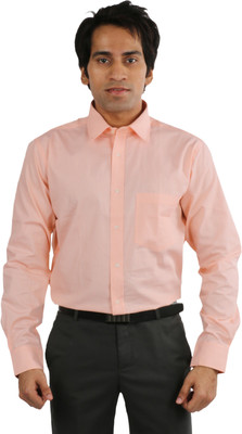 

Desar Rana Men's Striped Formal Orange, White Shirt