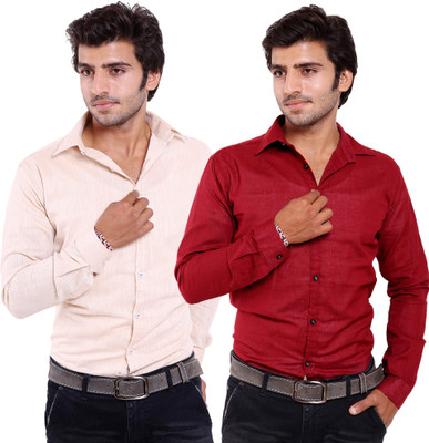 

FabTag - Deeksha Men's Solid Casual Maroon Shirt(Pack of 2, Maroon;beige