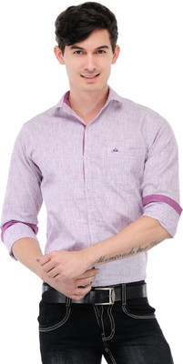 

Macoro Men's Solid Casual Purple Shirt