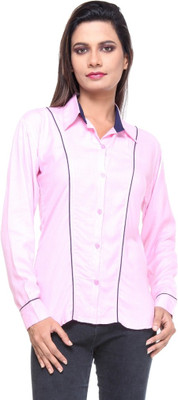 

TeeMoods Women's Solid Casual Pink Shirt