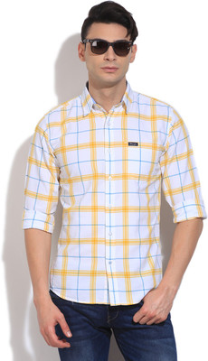 

Wrangler Men's Checkered Casual Yellow, White Shirt