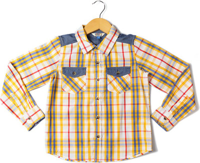 

People Boys Checkered Casual Multicolor Shirt, Yellow