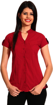 

Ahhaaaa Women's Solid Casual Red Shirt