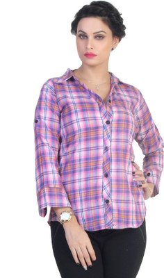 

Ten on Ten Women's Checkered Casual Multicolor Shirt, Purple