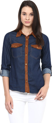 STYLESTONE Women Solid Formal Blue Shirt