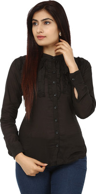 

TeeMoods Women's Solid Casual Black Shirt