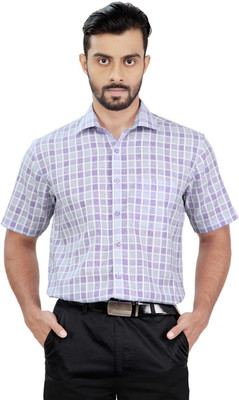 

Zeal Men's Checkered Formal Purple, Grey Shirt, Grey;light purple