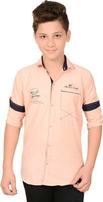 

Anry Boys Solid Casual Orange Shirt
