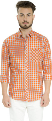 

Club X Men's Checkered Casual Orange, White Shirt