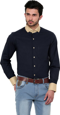 Dazzio Men Solid Casual Dark Blue Shirt