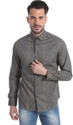 

Jack & Jones Men's Printed Casual Grey Shirt, Dark grey