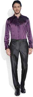 

Parx Men's Solid Casual Purple Shirt, Dark violet