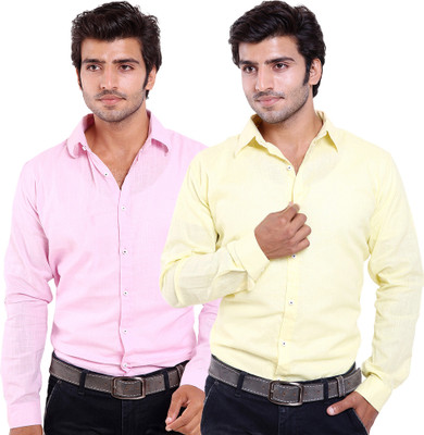 

FabTag - Deeksha Men's Solid Casual Pink Shirt(Pack of 2, Pink;lemon yellow