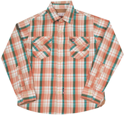 

US Polo Kids Boys Checkered Casual White, Green, Orange Shirt, Rust