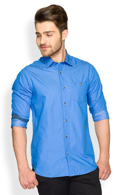ColorPlus Men' Solid Casual Blue Shirt