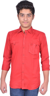 

Aedi Boy's Solid Casual Red Shirt