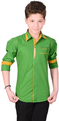 Anry Boys Solid Casual Shirt, Green