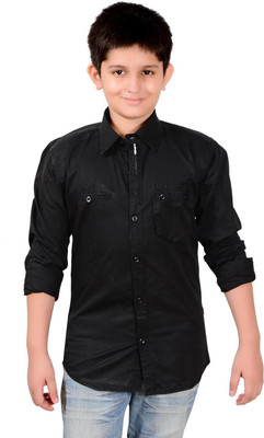 

Aedi Boys Solid Casual Black Shirt