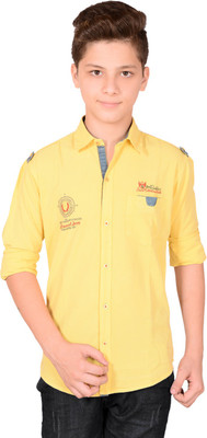 

Anry Boys Solid Casual Yellow Shirt