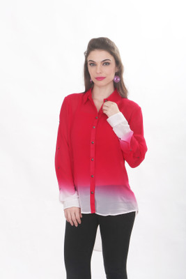 

Ten on Ten Women's Solid Casual Red Shirt, Pink