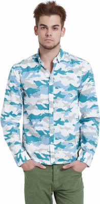 

Breakbounce Men's Printed Casual Blue Shirt