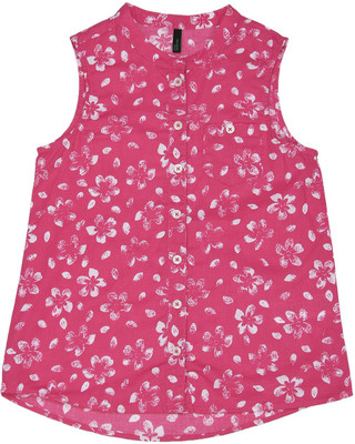 

United Colors of Benetton. Girls Floral Print Casual Pink Shirt, 903