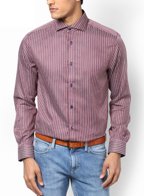 

Jack & Jones Men's Striped Casual Maroon Shirt, Chili pepper