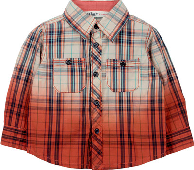 

Beebay Boys Checkered Casual Orange Shirt