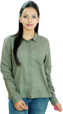 

Goodwill Impex Women's Solid Formal Green Shirt