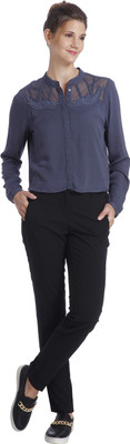 

Only Women's Solid Casual Blue Shirt, Ombre blue