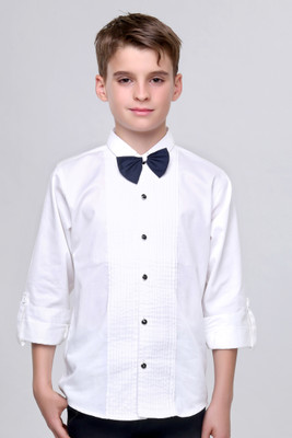 

MashUp Boys Solid Party Shirt collar Shirt, White