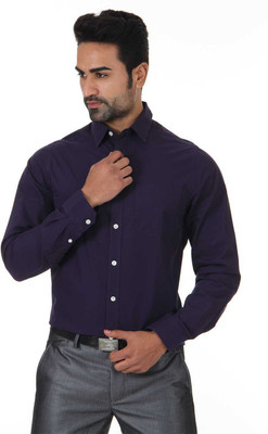 

London Fog Men's Solid Casual Purple Shirt