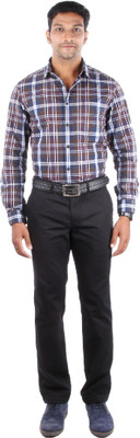 

Indian Terrain Men's Checkered Casual Brown Shirt, Choco