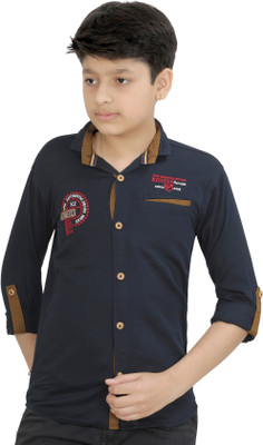

Kidzee Boys Solid Casual Blue Shirt