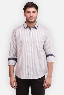 Four One Oh Men Checkered Formal Brown Shirt