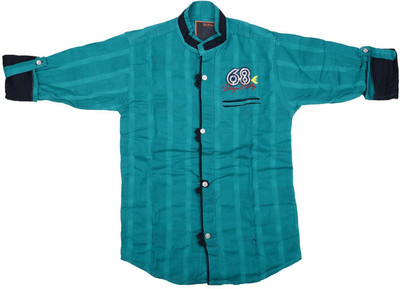 

Kidzee Men' Striped Casual Green Shirt