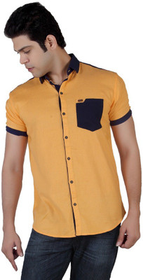 

Carbone Men's Solid Casual Gold Shirt