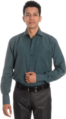 

Tag & Trend Men's Striped Formal Green Shirt, Forest green