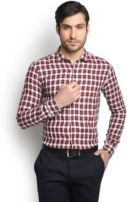 

Blackberrys Men's Checkered Casual Red Shirt, Fossil red