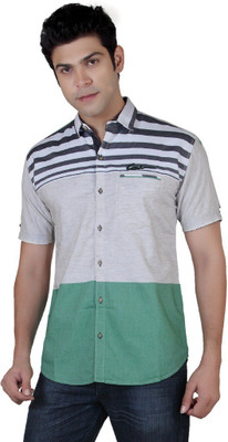 

Carbone Men's Striped Casual Grey Shirt, Grey;white