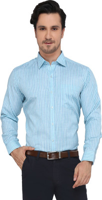 

Devaa Men's Striped Casual Green Shirt