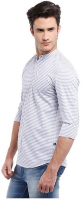 

Parx Men's Striped Casual Blue Shirt