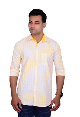 BRITISH TERMINAL Men Self Design Casual Yellow Shirt
